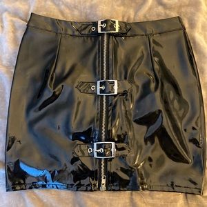 PVC faux latex mini skirt